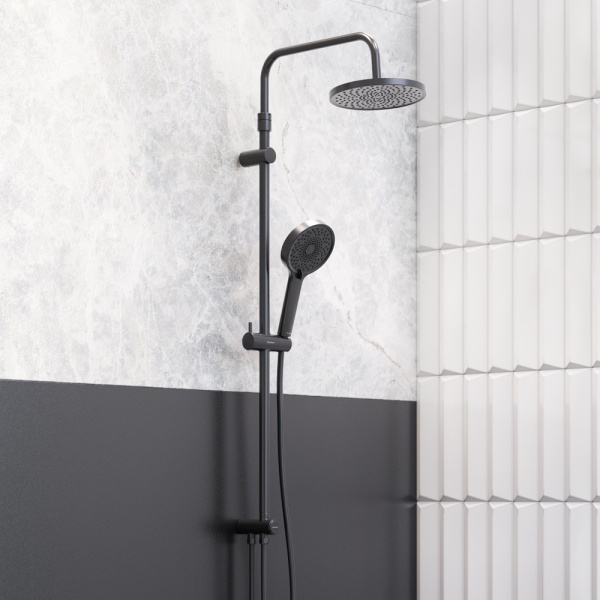 Душевая система без смесителя Damixa Apollo 947000300 монтаж настенная  черный матовый