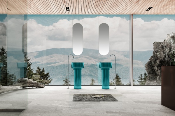 Раковина  круглая Abber Kristall AT2702Aquamarin-H полиэфирная смола цвет бирюзовый