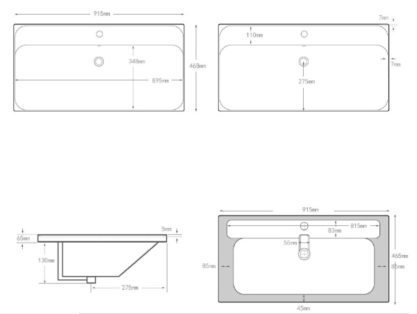 Раковина мебельная прямоугольная Aquanet Flash 00333269 керамика цвет белый
