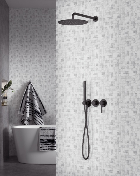 Душевая система со смесителем Timo Saona SX-2349/03SM монтаж встраиваемая в стену без термостата черный