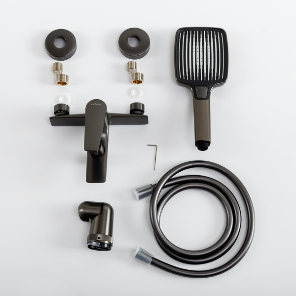 Смеситель для ванны или душа Cezares Liner LINER-VD-GM настенный 
без термостата оружейная сталь