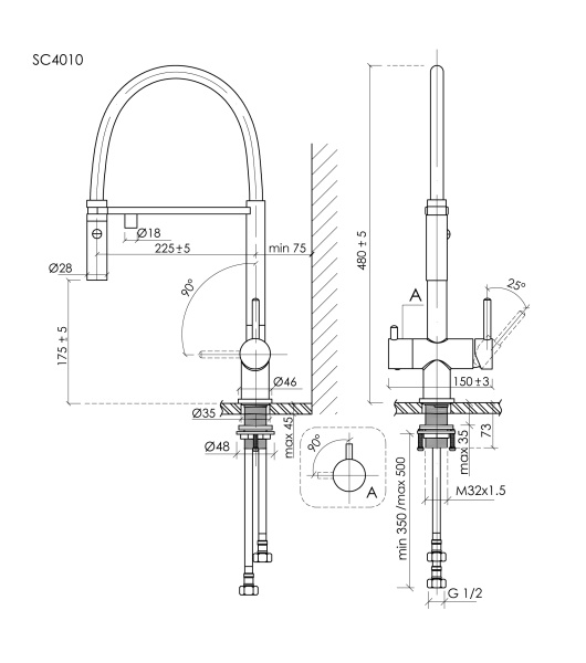 Смеситель для кухни Sancos Imola SC4010BNwh с подключением к фильтру брашированный никель