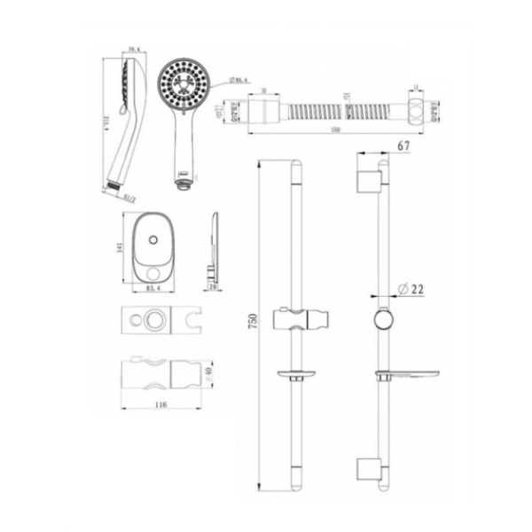 Душевой гарнитур Bravat Eco D152CP-1A-RUS хром 
