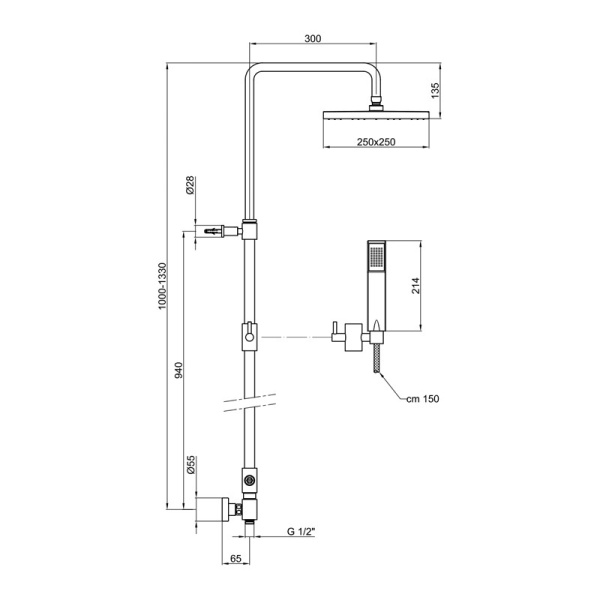 Душевой гарнитур Webert Shower Set AC0675015METAL хром 