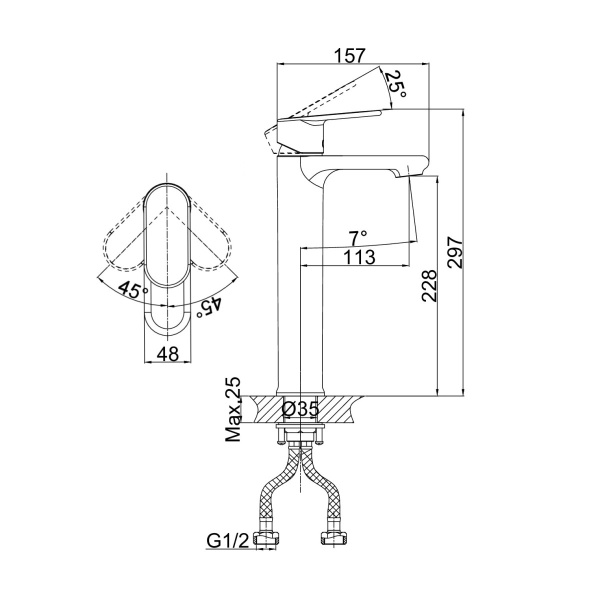 Смеситель для раковины D&amp;K Rhein.Speyer DA1312001 хром