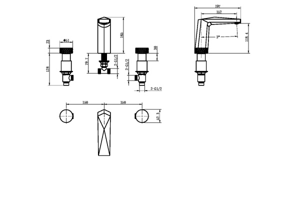 Смеситель для раковины Boheme Venturo 150-B-TOUCH черный