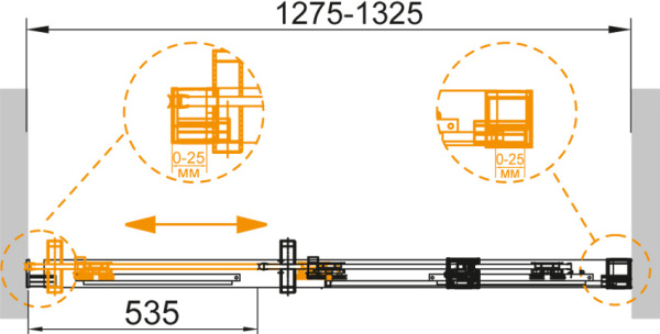 Душевая дверь Cezares Duet Soft DUET SOFT-BF-1-130-C-Cr 132.5 см стекла прозрачные, профиль хром