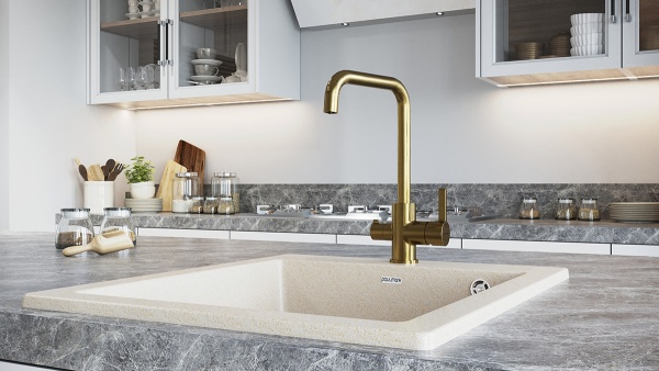 Смеситель для кухни Paulmark Logas Lo213021-BR с подключением к фильтру бронза