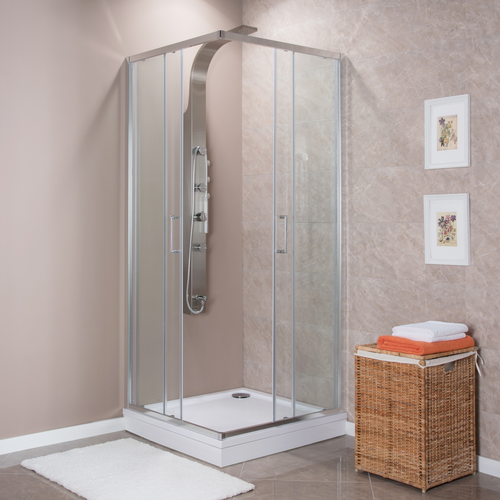 Душевой угол Aquanet Alfa Cube 168416 квадратная   стекла прозрачные, профиль хром