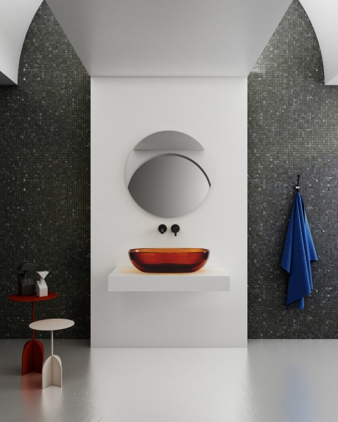 Раковина  овальная Abber Kristall AT2805Opal полиэфирная смола цвет коричневый