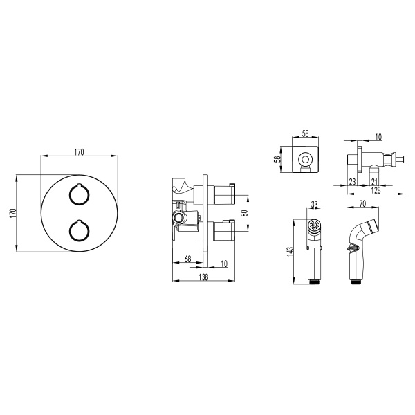 Гигиенический душ Lemark Yeti LM7819C встраиваемый в стену хром