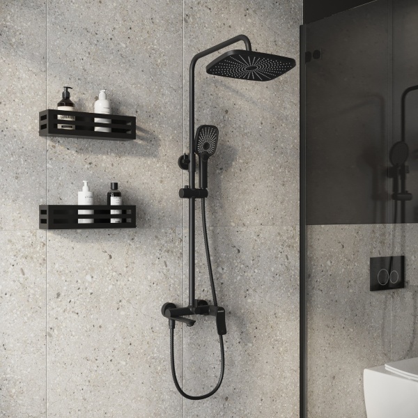 Душевая система со смесителем Grossman Advans 500.K35.09.210 монтаж настенная без термостата черный