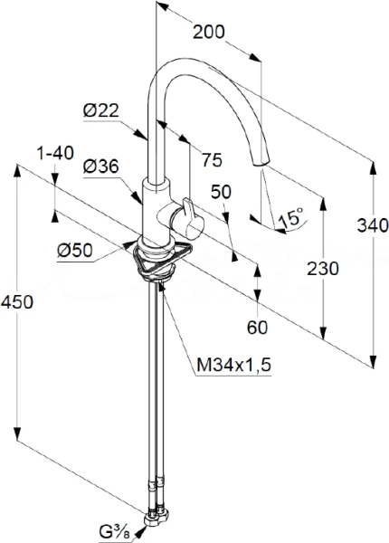 Смеситель для кухни Kludi Bingo Star XS 468033978 без подключения к фильтру черный