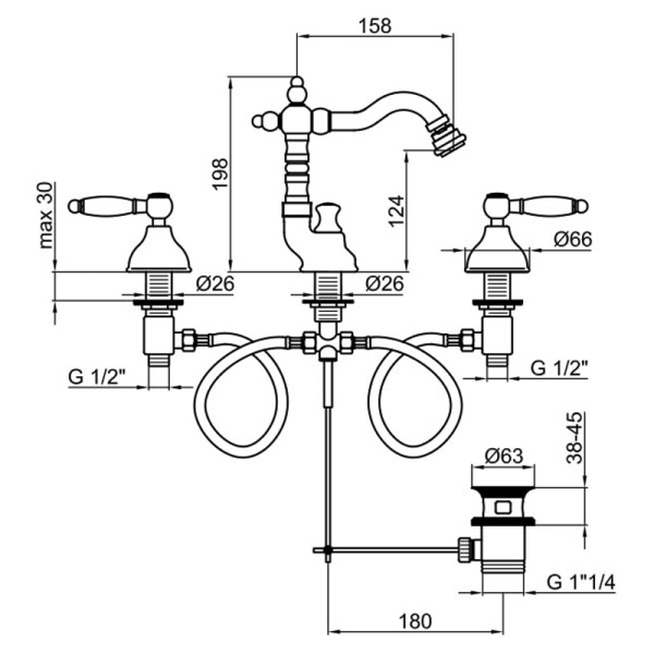 Смеситель для биде Webert Dorian DO710502015 латунь хром