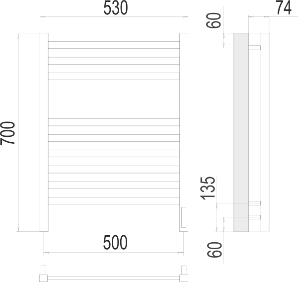 Полотенцесушитель электрический Terminus Ното П9  50x70 4670078526960 хром