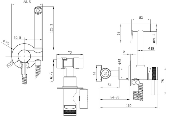 Гигиенический душ Allen Brau Priority 5.31A29-31 встраиваемый в стену черный матовый