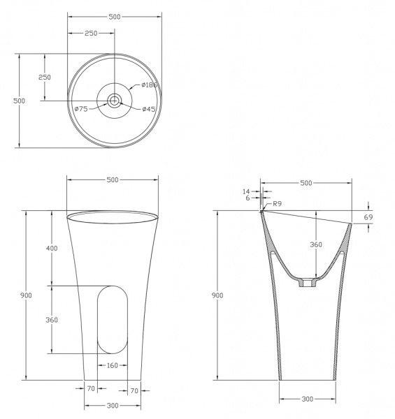 Раковина  круглая Abber STEIN AS2509-H искусственный камень цвет белый матовый