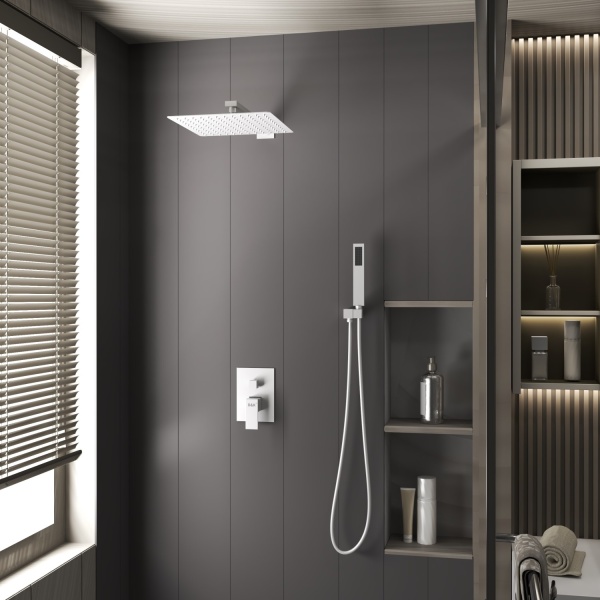 Душевая система со смесителем D&K Bayern.Liszt DA1515708A04 монтаж встраиваемая в стену без термостата белый матовый