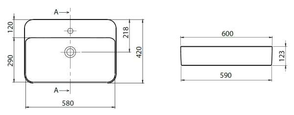 Раковина накладная прямоугольная Allen Brau Liberty 4.32013.20 керамика цвет белый
