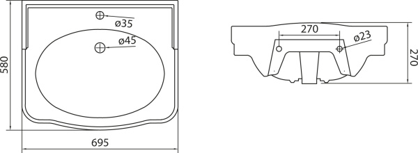 Раковина подвесная прямоугольная BelBagno Boheme  фаянс цвет белый