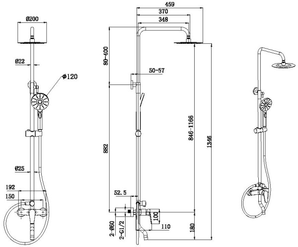 Душевая система со смесителем Allen Brau Eclipse 5.E1007-00 монтаж настенная без термостата хром