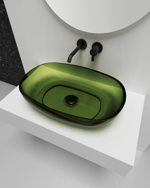 Раковина  овальная Abber Kristall AT2805Emerald полиэфирная смола цвет зеленый