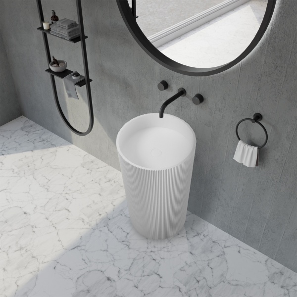 Раковина  круглая Abber STEIN AS2501-H искусственный камень цвет белый матовый