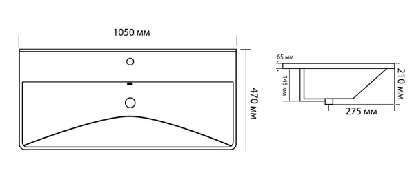 Раковина мебельная прямоугольная Aquanet Ирис 00329251 керамика цвет черный матовый