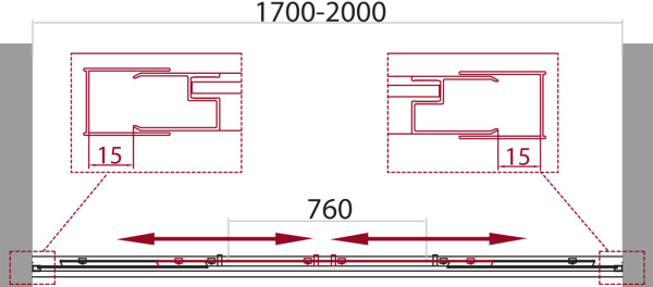 Душевая дверь BelBagno Unique UNIQUE-BF-2-170/200-P-Cr 170-200 см стекла рифленые, профиль хром