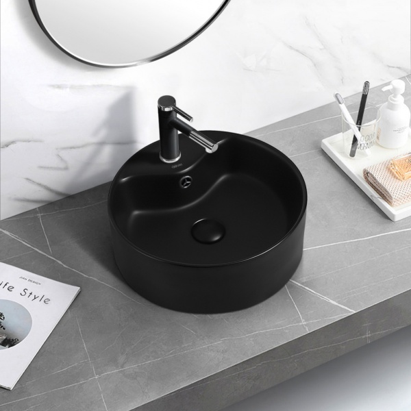 Раковина  круглая Abber Bequem AC2104MB керамика цвет черный матовый