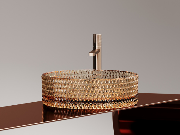 Раковина накладная круглая Ceramica Nova Cristal CN6058 стекло цвет бежевый