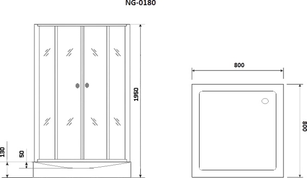 Душевой угол Niagara Nova NG-0180-14 квадратная  80x80 стекла прозрачные, профиль черный