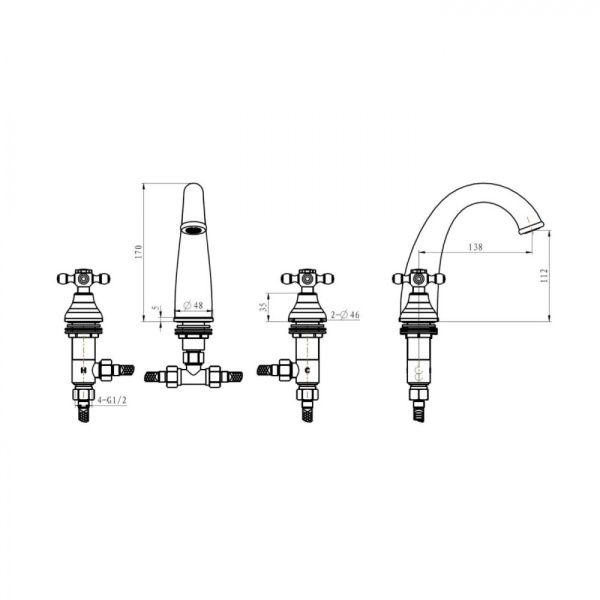 Смеситель для раковины Boheme Crystal 317-CRST бронза