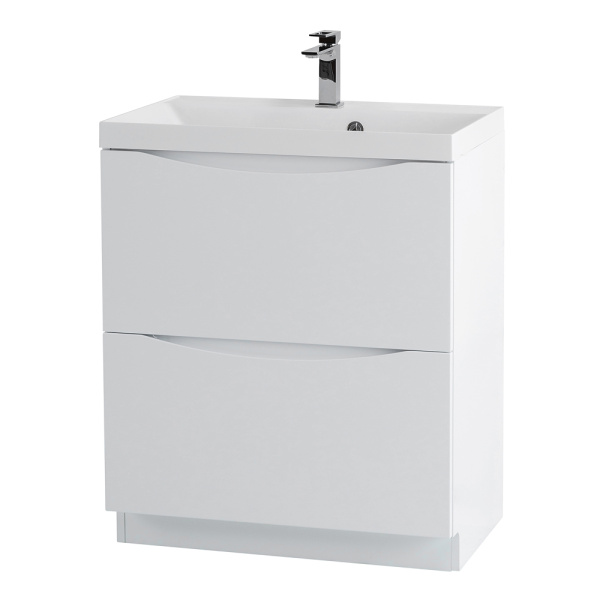 Тумба под раковину напольная BelBagno Marino MARINO-600-2C-PIA-BL-P 60 см  2 ящика цвет Bianco Lucido 