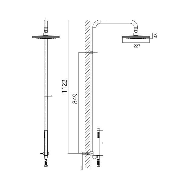 Душевая система без смесителя D&K  DC1005505 монтаж  без термостата хром
