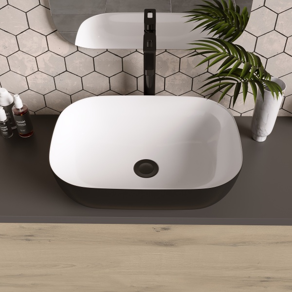 Раковина  прямоугольная Grossman Color GR-4041BW фаянс цвет черно-белый