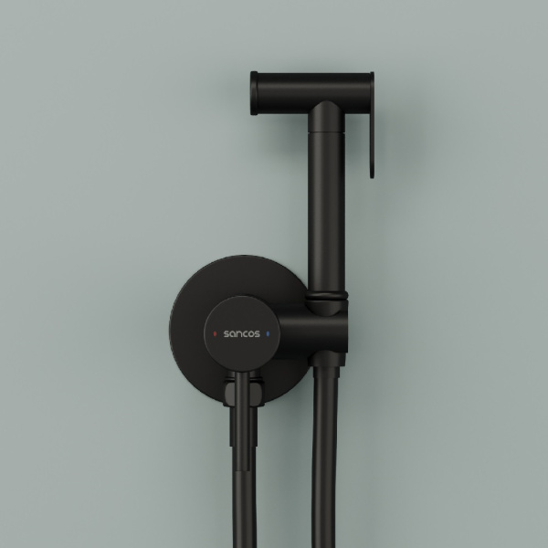 Гигиенический душ Sancos Start SC1001MB встраиваемый в стену черный матовый