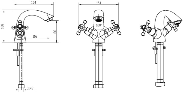 Смеситель для раковины Boheme Tradizionale Oro 291 золото