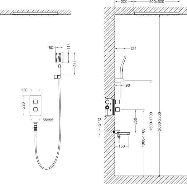 Душевая система со смесителем Timo Petruma SX-5019/03SM монтаж встраиваемая в стену с термостатом черный