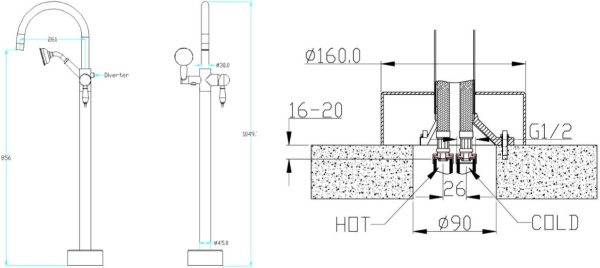 Смеситель  Boheme Imperiale 289 напольный 
без термостата 