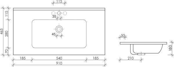 Раковина мебельная прямоугольная Ceramica Nova Element CN7002 фарфор цвет белый