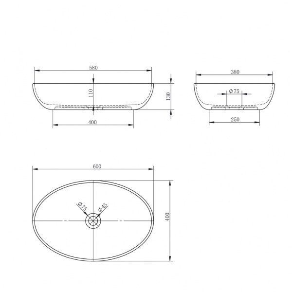 Раковина  овальная Abber STEIN AS2619 искусственный камень цвет белый матовый