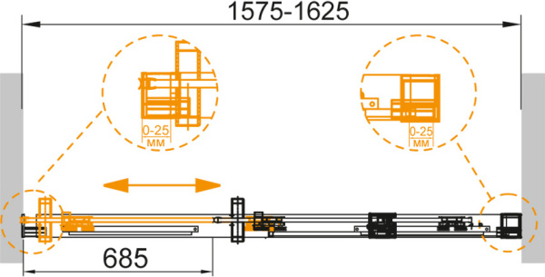 Душевая дверь Cezares Duet Soft DUET SOFT-BF-1-160-C-Cr 162.5 см стекла прозрачные, профиль хром