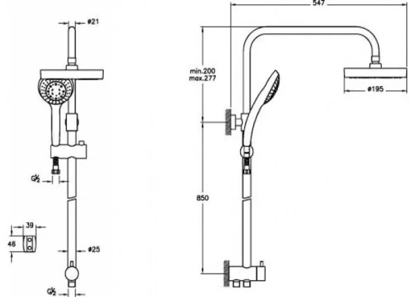 Душевая система без смесителя VitrA System Rain A45597EXP монтаж настенная без термостата хром
