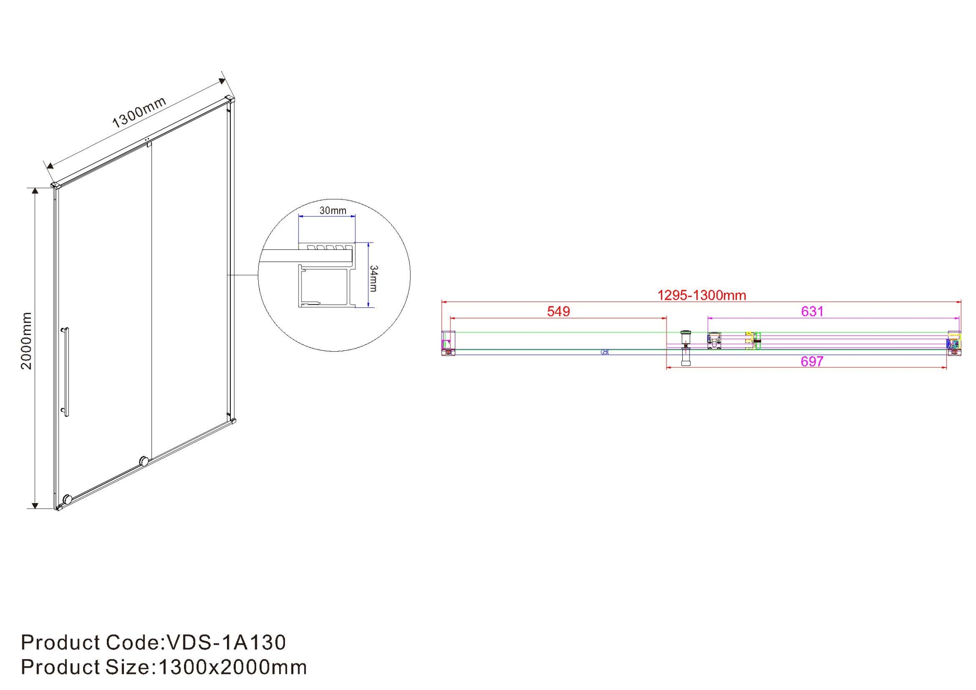Душевая дверь Vincea Arno VPS-1A130CL 130 см стекла прозрачные, профиль хром