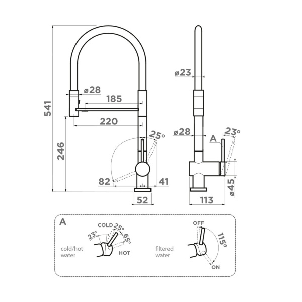 Смеситель для кухни Omoikiri Kanto 2 Plus-SB 4994401 с подключением к фильтру графит