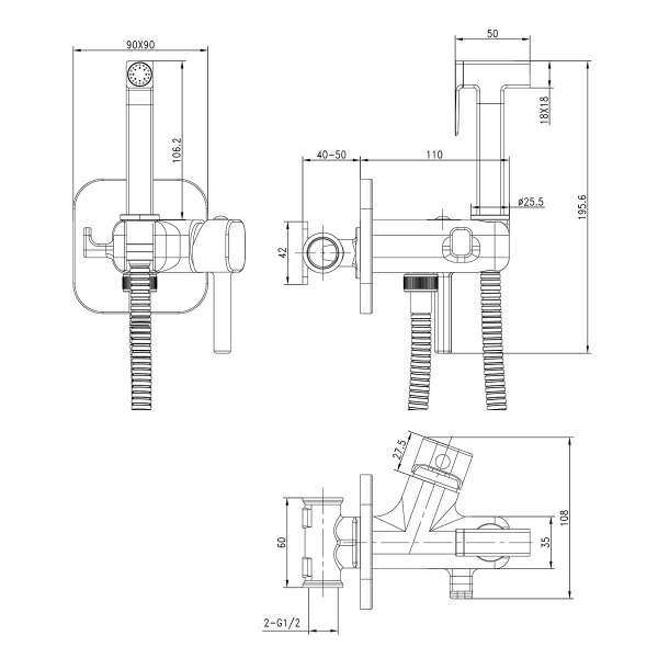 Смеситель для биде Lemark Solo LM7173C латунь хром