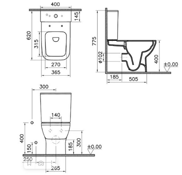 Унитаз напольный VitrA Integra Square 9833B003-7205 