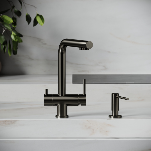 Смеситель для кухни Sancos Foster SC4014GG с подключением к фильтру вороненая сталь
