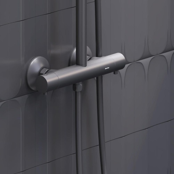 Душевая система со смесителем Damixa Jupiter 977800300 монтаж настенная с термостатом черный